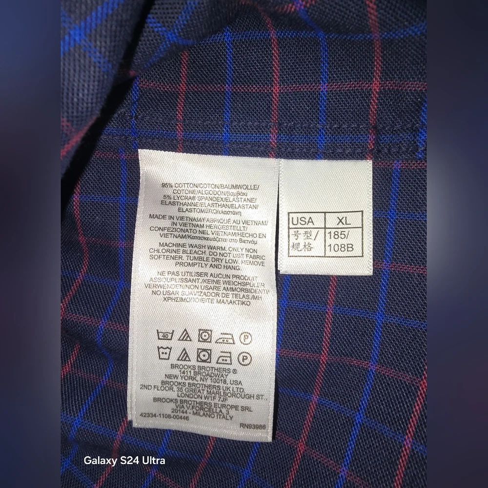 NWOT Brooks Brothers MILANO‎ Non-Iron Stretch Plaid Long Sleeve Butyon Down XL